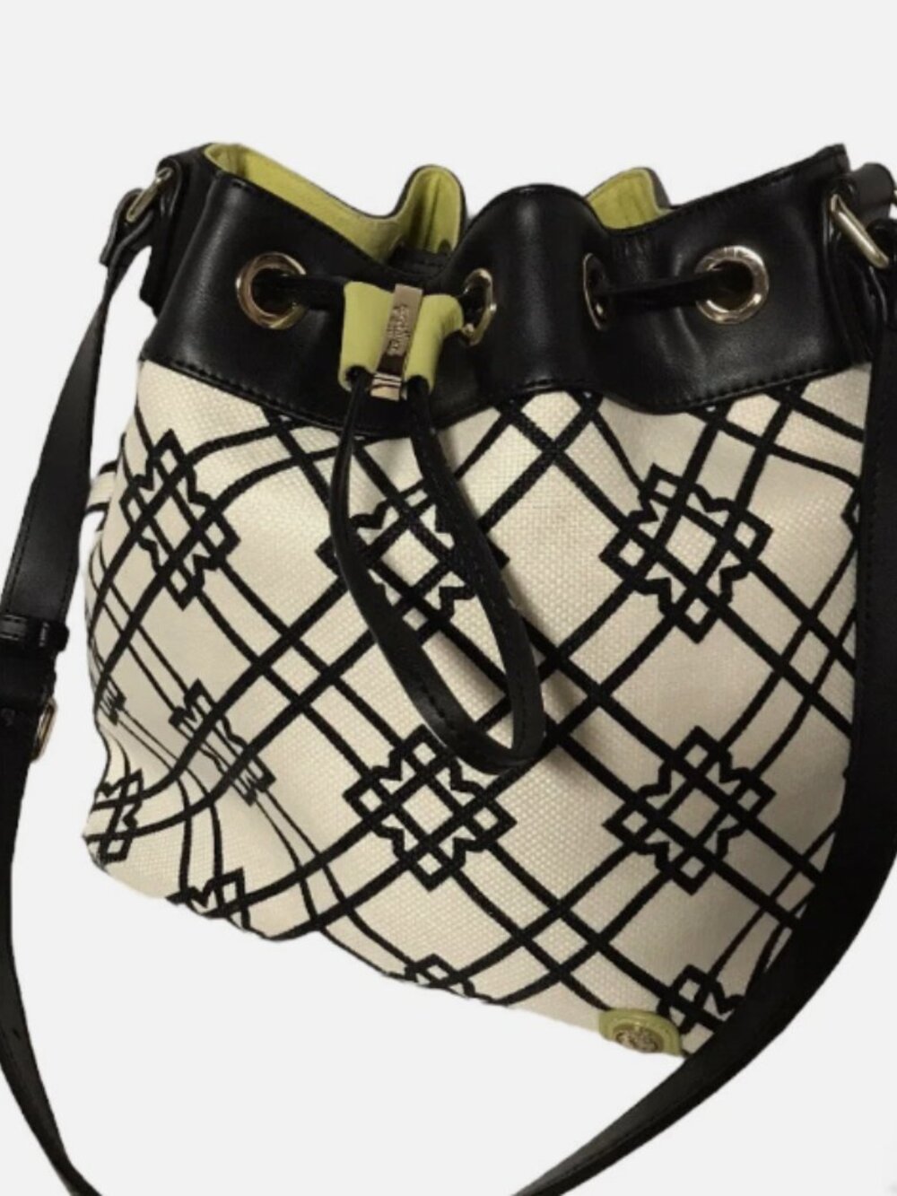 SPARTINA 449 BLACK SEVEN OAKS CANVAS AND LEATHER BUCKET BAG